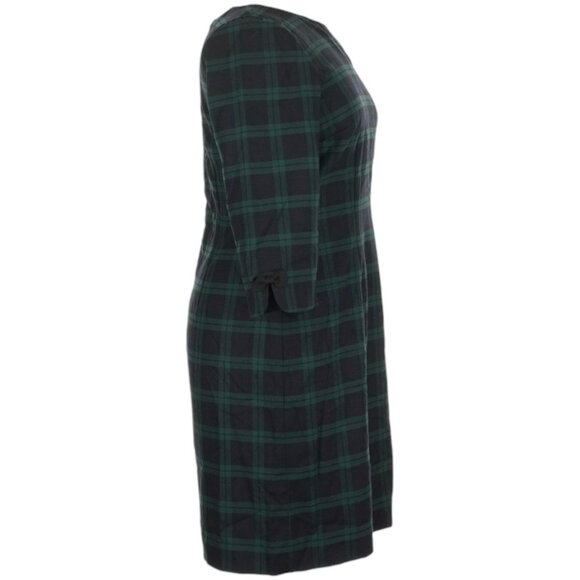 NWT! Talbots Green Navy Plaid Three-Quarter Sleeve Shift Dress Size 14 Petite - Picture 4 of 9